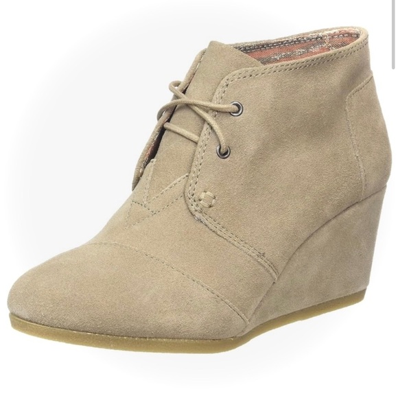 Toms Desert Wedge Hyde Bootie Taupe Suede sz 9 - Picture 3 of 13